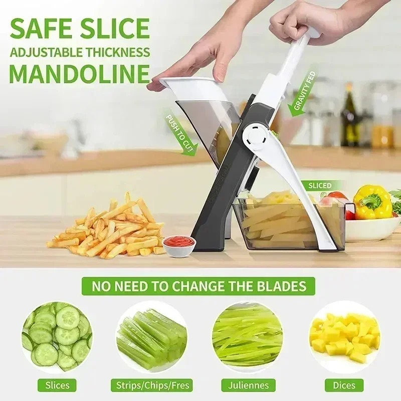 Kitchen Vegetable Cutter Safe Manual Multi-function Salad Chopper Potato Slicer Cheese Graters Kitchen Tools French Fries Cutter