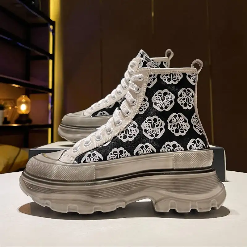 Thick-soled Printed Platform Shoes Sports And Leisure Glazing
