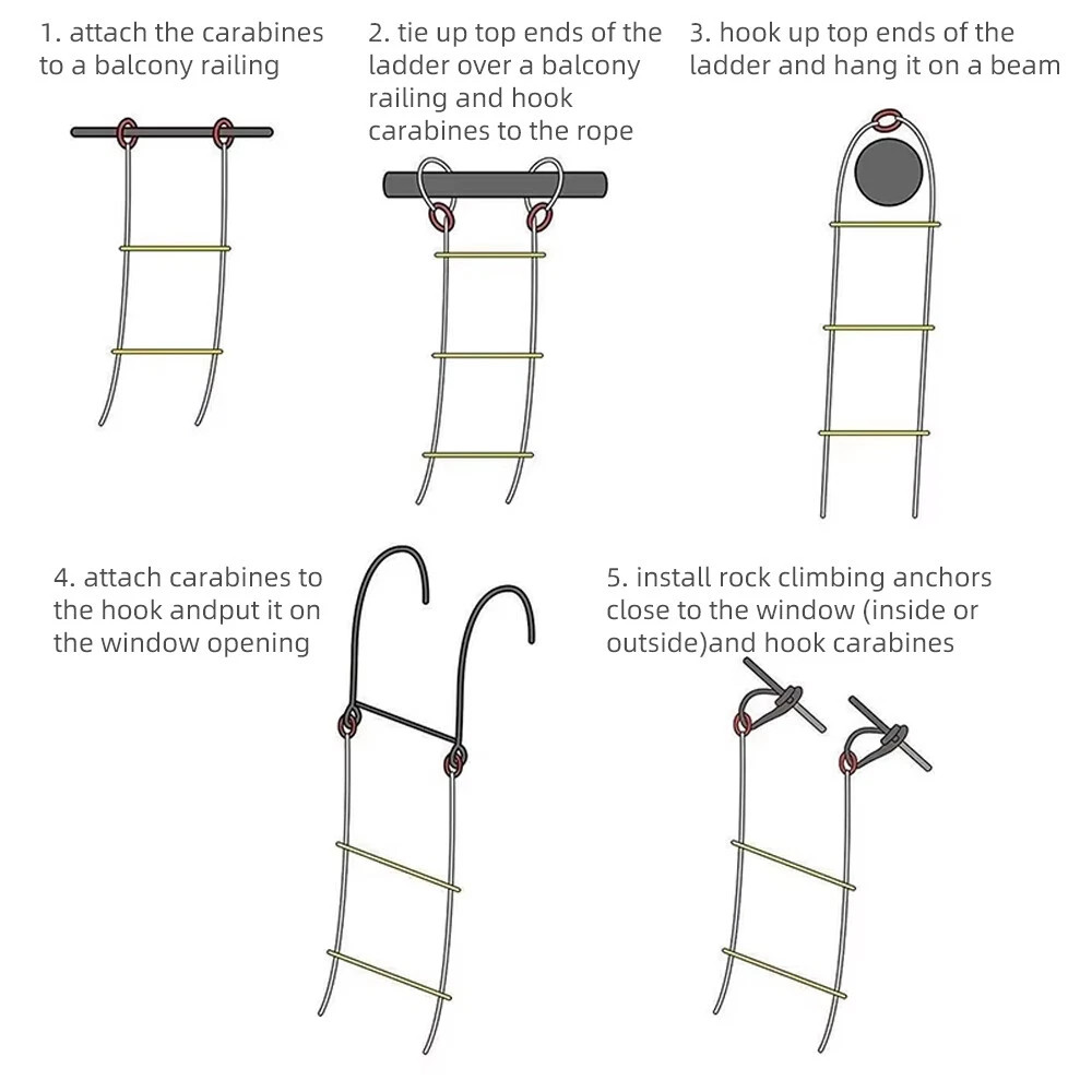 510m Emergency Fire Escape Ladder Soft Rope To Deploy W Hooks Portable — image 10