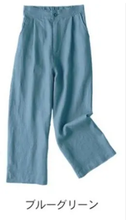 Cotton Linen Women's Wide Leg Thin Casual Pants Blue - Shop at LoveMi
