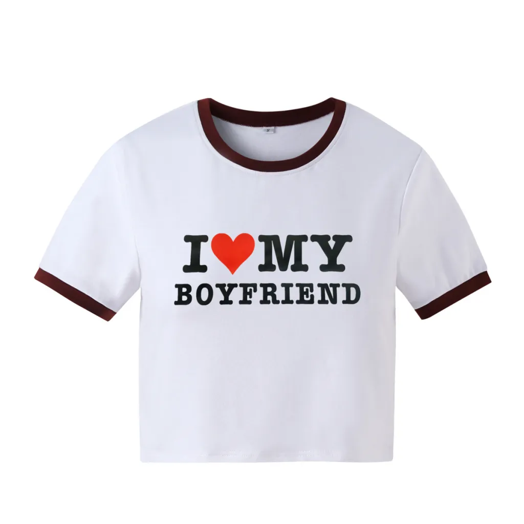 Instagram Hipster Monogram Print Short Slim-fit Short Sleeve T-shirt Top - Wine Red