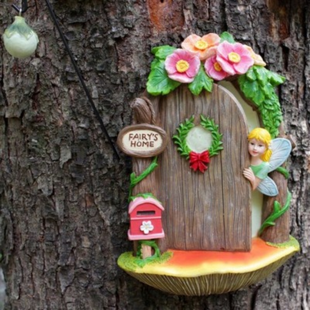 Resin Fairy Door And Windows Miniature Sculpture For Trees Outdoor Decor — foto 2