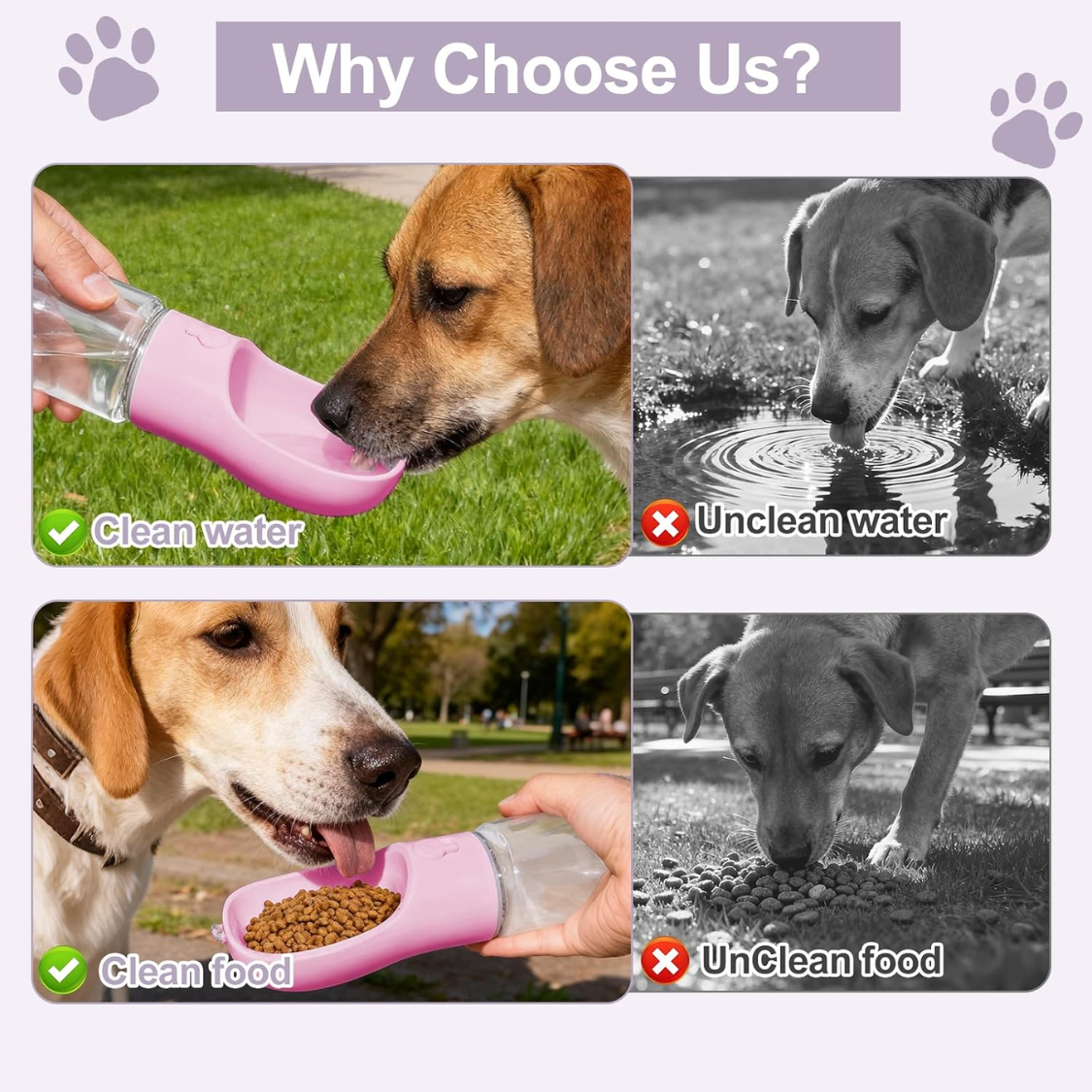 Portable Dog Water Bottle With Food Container, Drinking Bottle For Travel 2 In 1 Dog Water Bowl, Leak Proof Pet Water Dispenser, BPA Free, Puppy Essentials, For Walking Hiking — foto 2
