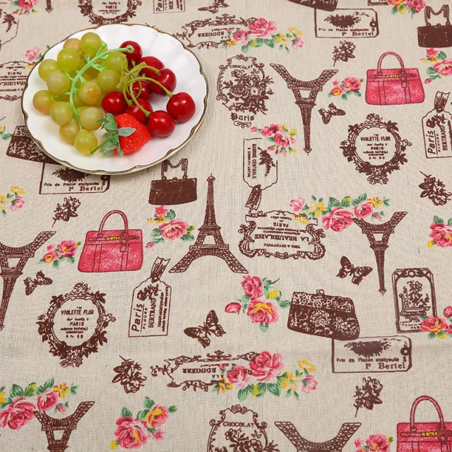Cotton And Hemp Cloth Plant Tower Series Thickened Printed Fabric Storage Cloth Ladle Iron Tower - Shop at LoveMi