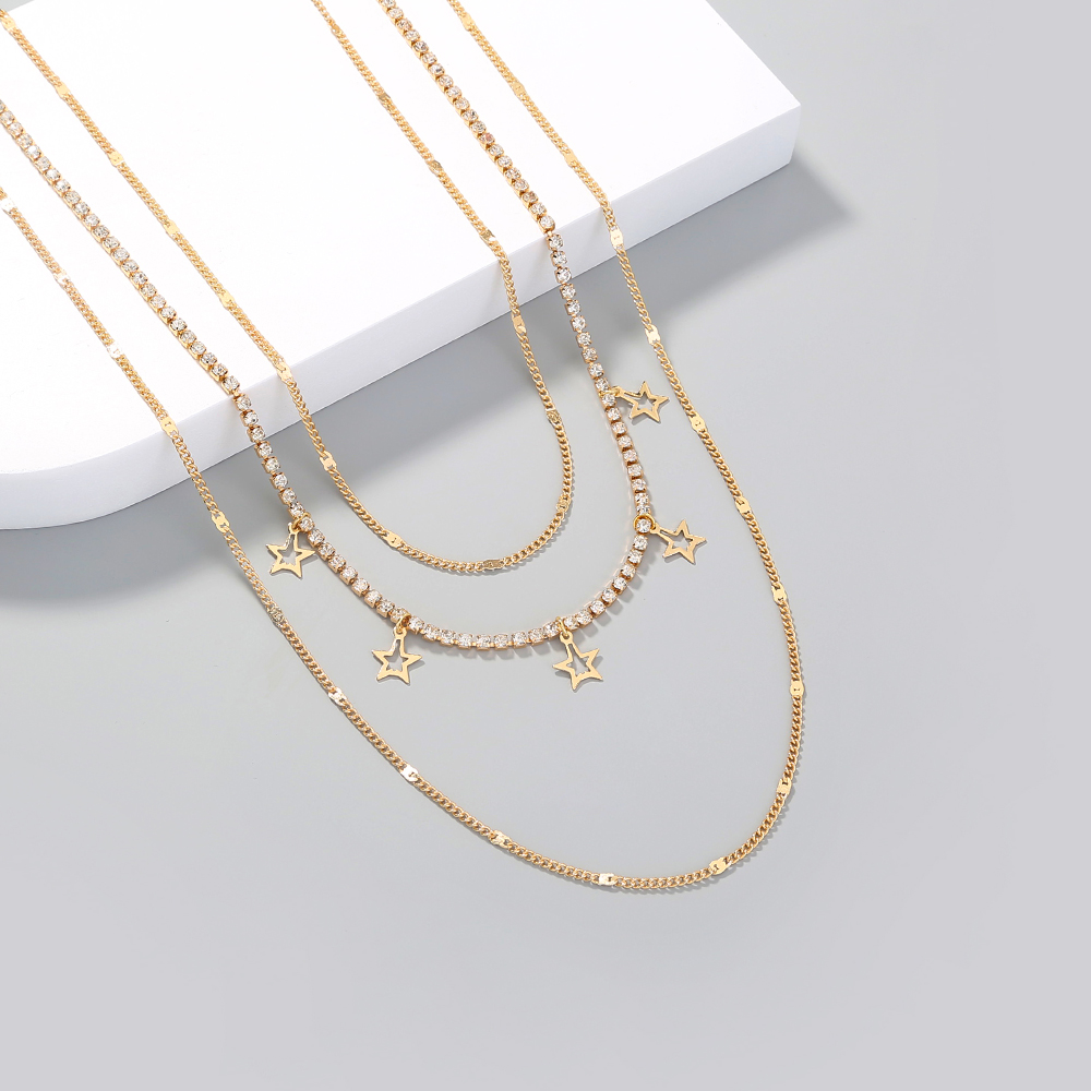 Creative star-water Diamond multi-layer necklace