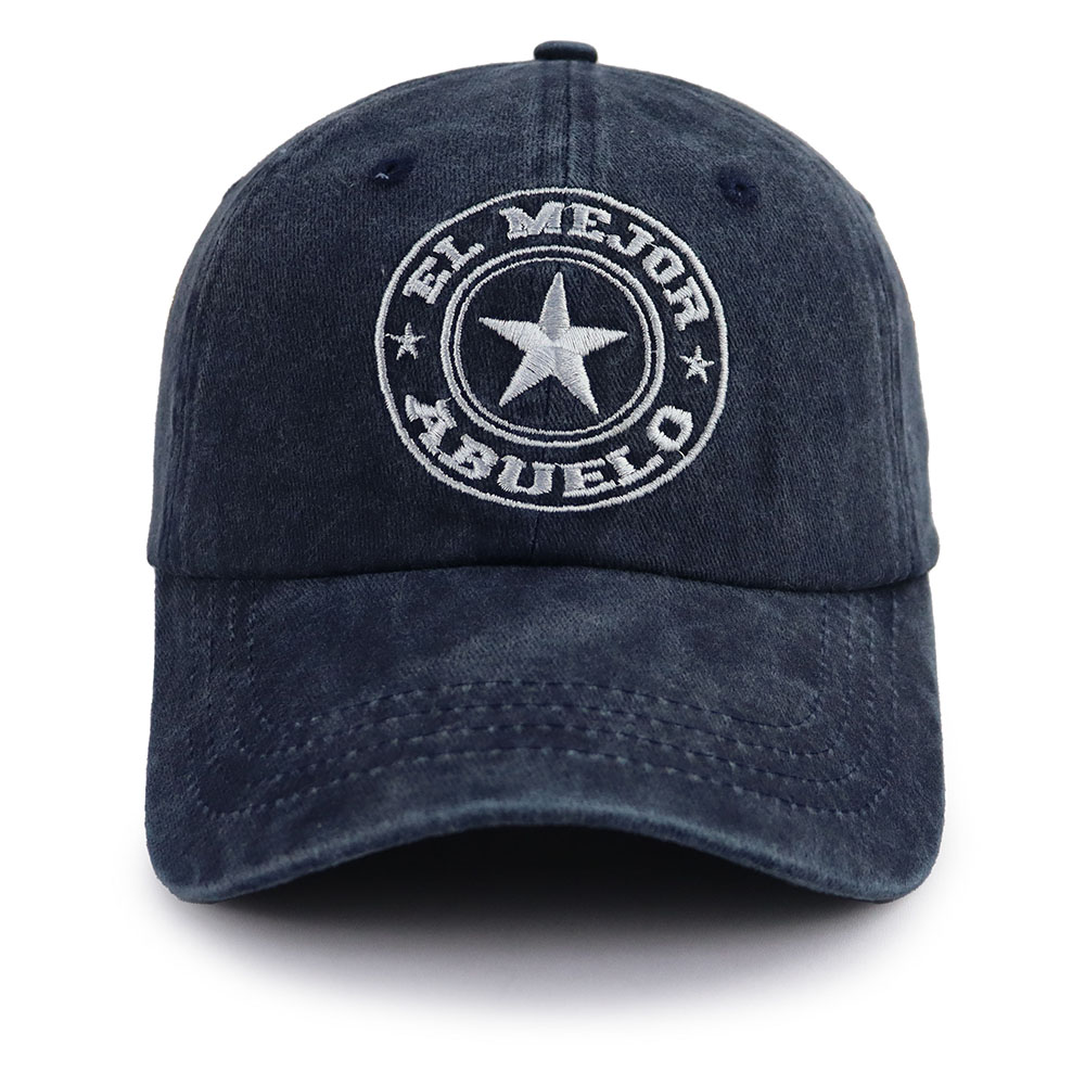 El Mejor Abuelo Washed Navy Baseball Cap, Embroidered Star Vintage Hat — foto 5