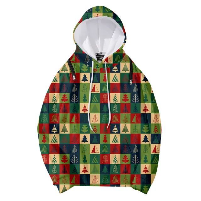 Christmas Element Printed Detachable Hooded Loose Women's Sweater Style1 - Shop at LoveMi