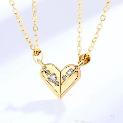 Love Couple Necklace Pair of Magnet Stone Rotating Necklaces