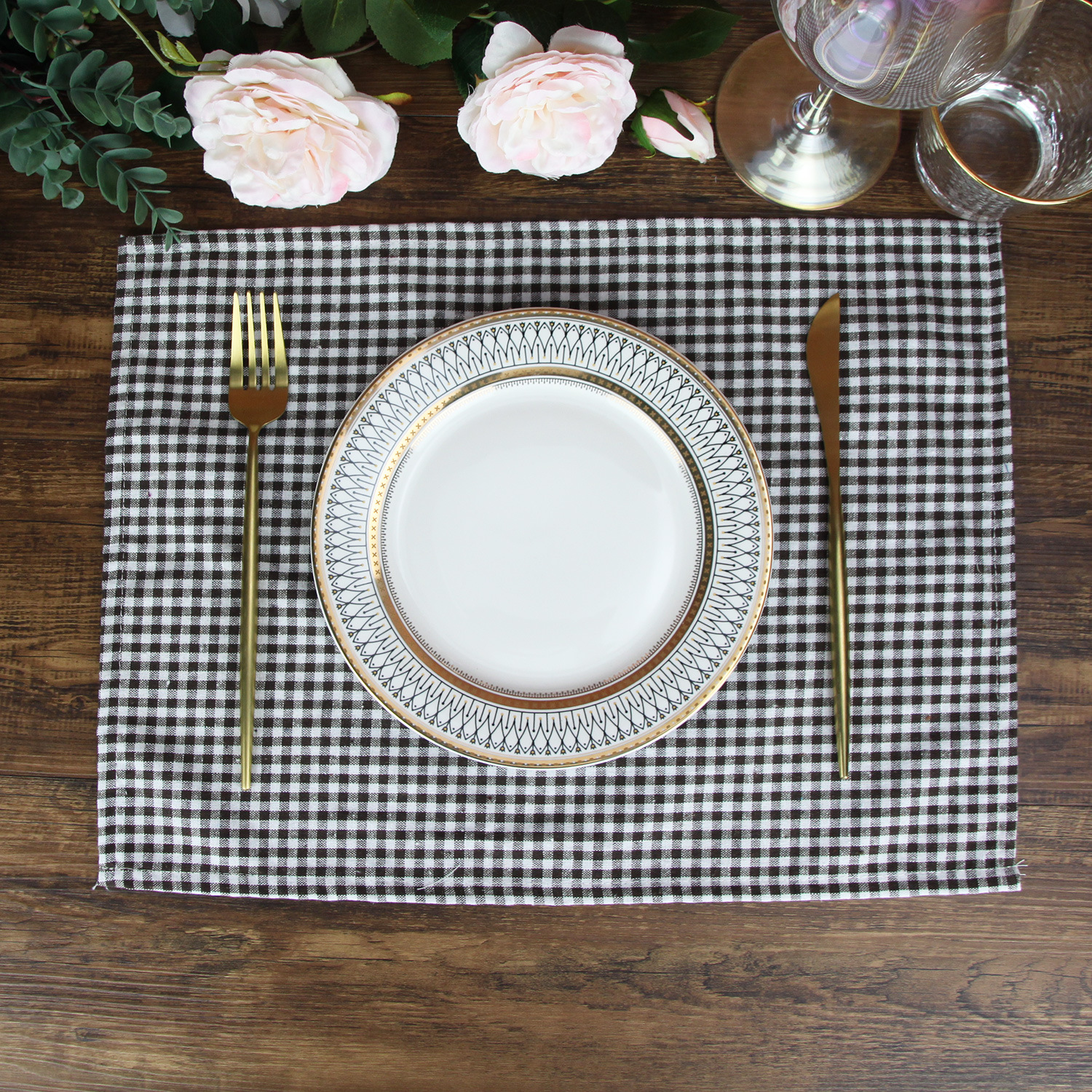 Title 6, Plaid Polyester Cotton Western Food Placemat Te...