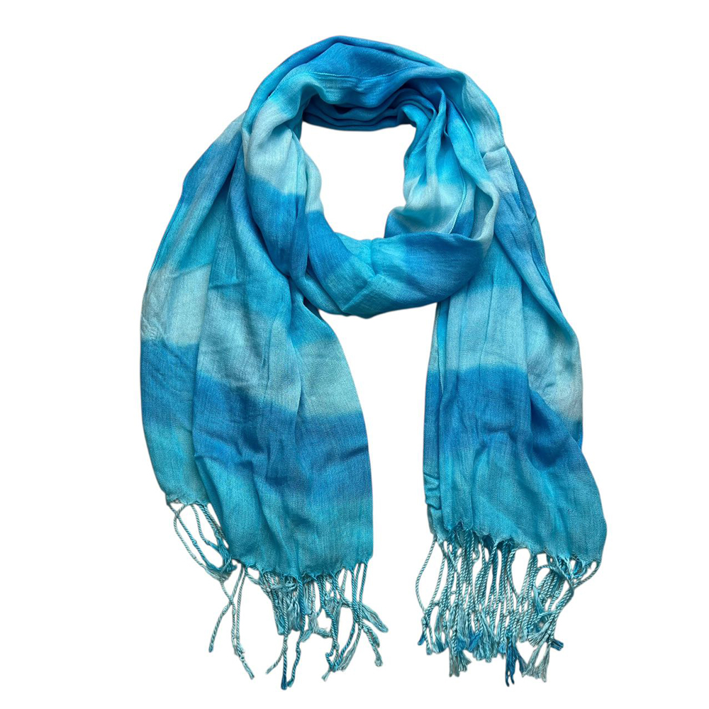 2pcs Turquoise Watercolor Printed Scarf For Women Men