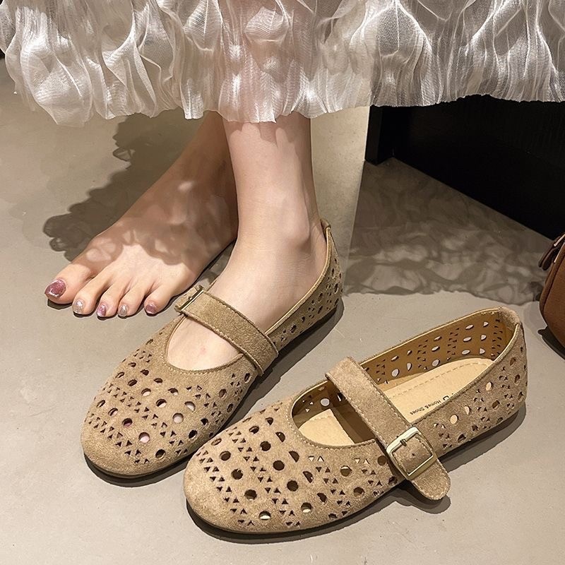 Perforated Suede Ballet Flats, picture 2 of 3
