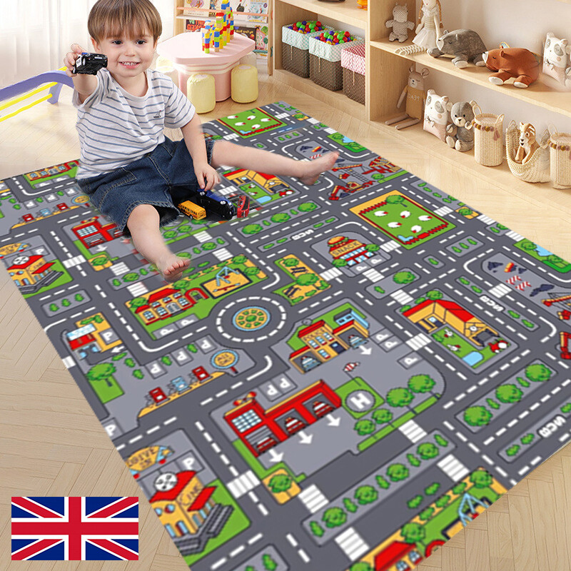 Children Village Mat Kids Rugs Town Road Map City Car Toy Rug Play 80 X 120cm — image 4