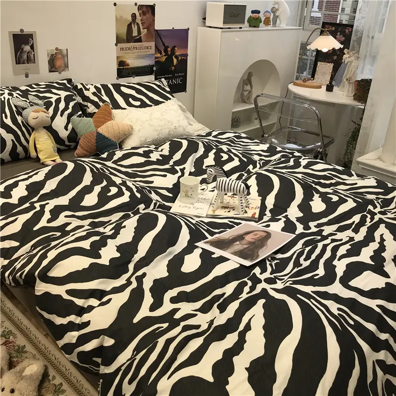 Zebra Pattern Bed Four-piece Set, Cotton Pure