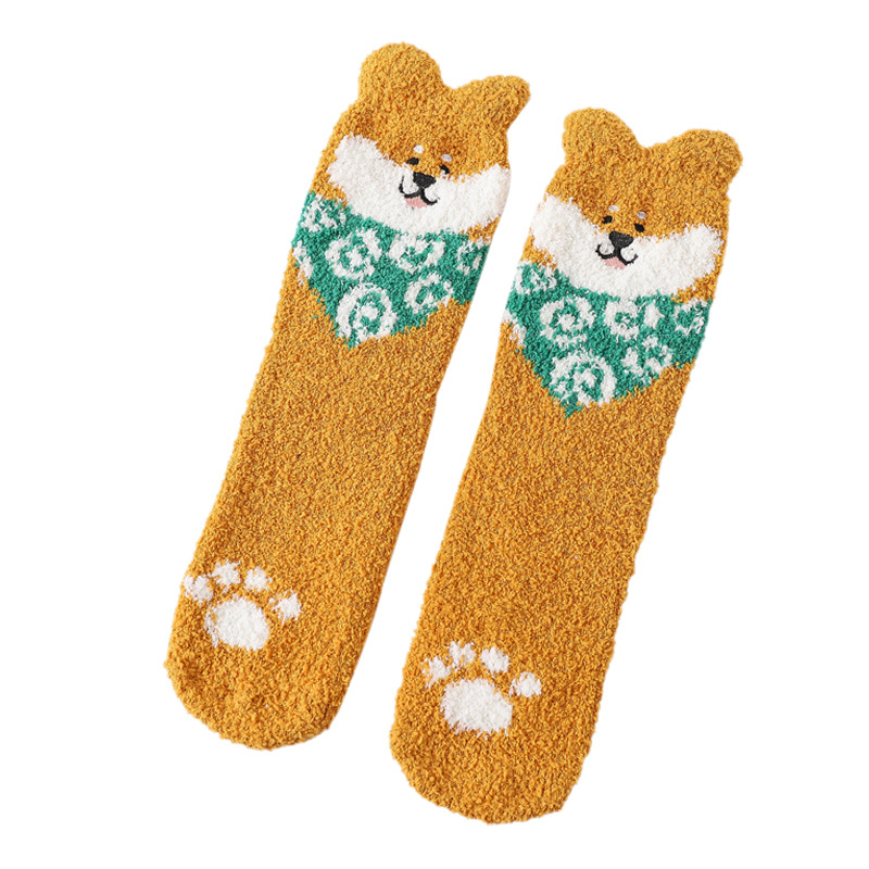 Title 8, Coral fleece cute puppy cartoon socks