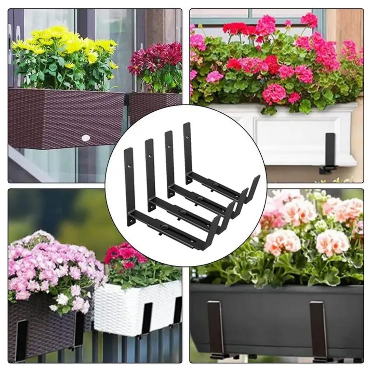 4 PCS Adjustable Window Planter Box Brackets Universal Window Box Holder