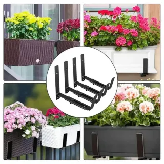 4 PCS Adjustable Window Planter Box Brackets Universal Window Box Holder