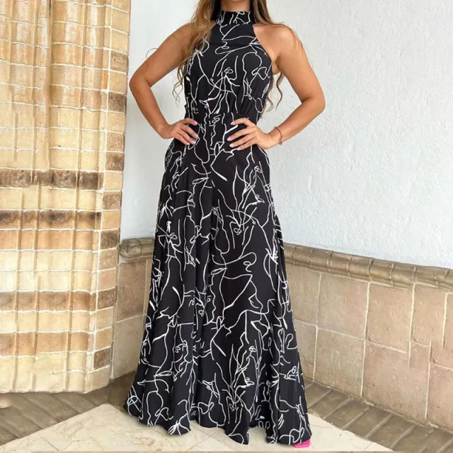 Women's Elegant Waist Tie Sleeveless Halter Jumpsuit Black - Shop at LoveMi