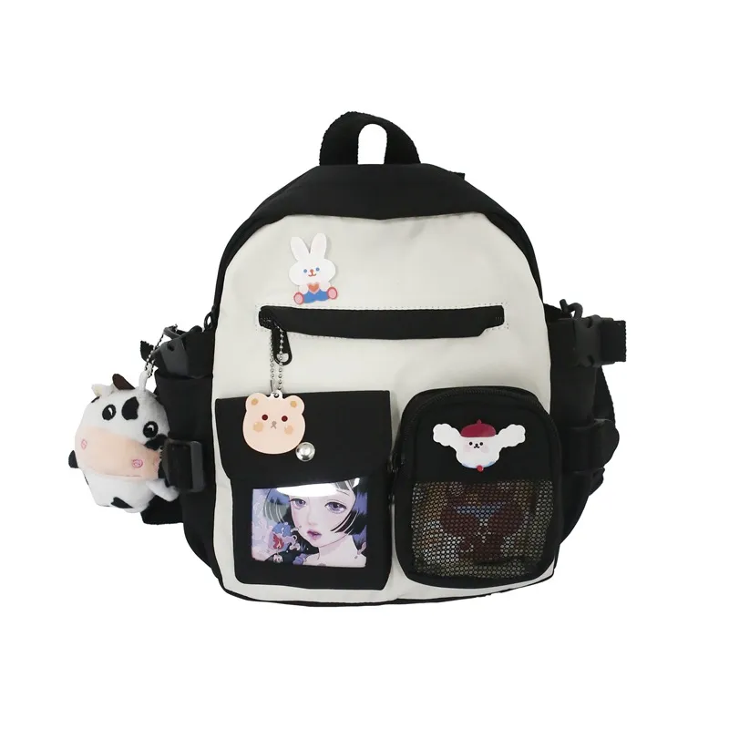 School Bag Middle School Student Backpack Harajuku Backpack - Black