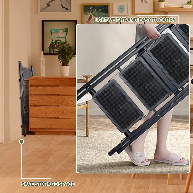 3 Step Ladder Folding Portable Compact Heavy Duty Anti-Slip Mat Stoo