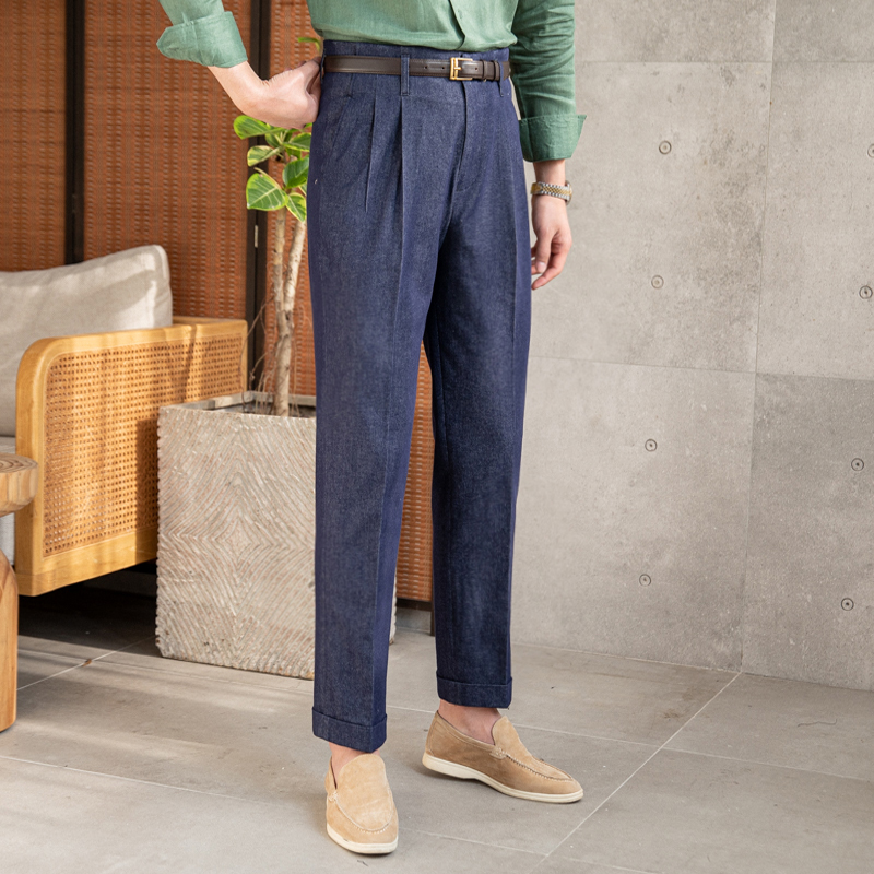 All-match Cotton Casual Denim High-waisted Pants