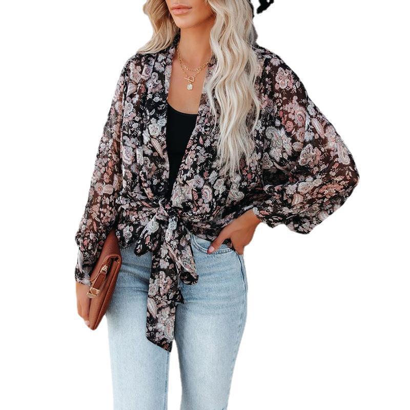 Title 2, Printed Long Sleeve Cardigan Casual Shirt Ladie...