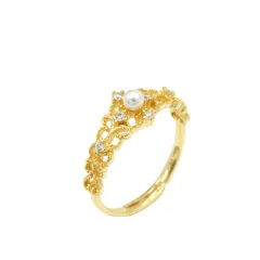 Women's Gold-plated Antique Hollow Ring - Jz36 - View 1