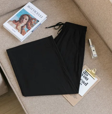 Women's Summer Cotton Linen Breathable Loose Wide Leg Pants Black - Shop at LoveMi