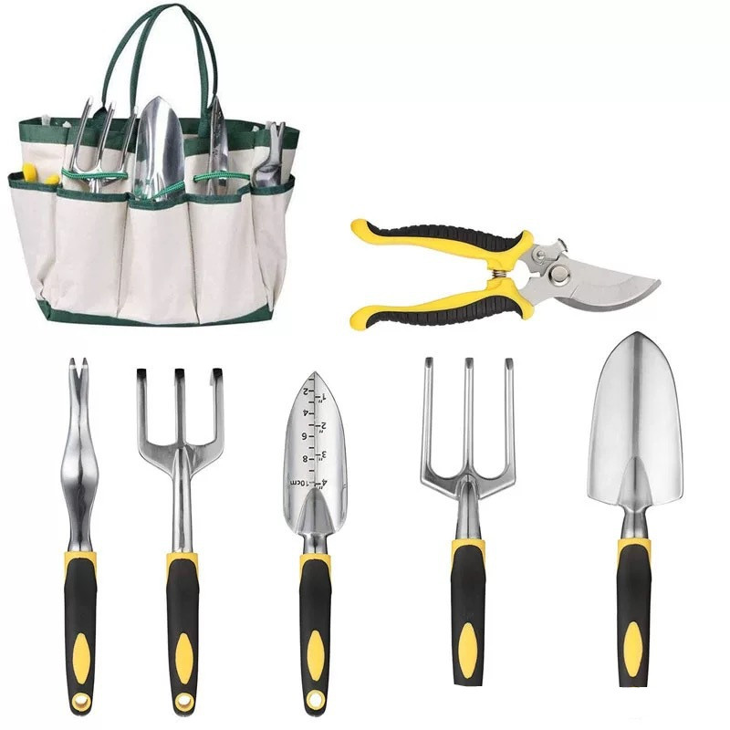Garden Tools 8-piece Set Aluminum Alloy Two-color Plastic Handle Shovel