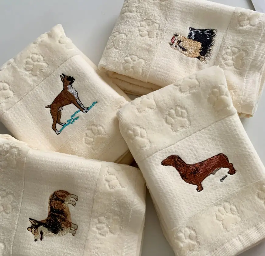 Dog Embroidery Water Absorbing Wash Towel