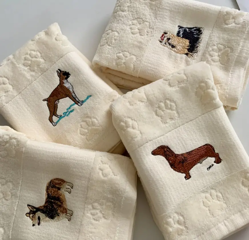 Dog Embroidery Water Absorbing Wash Towel
