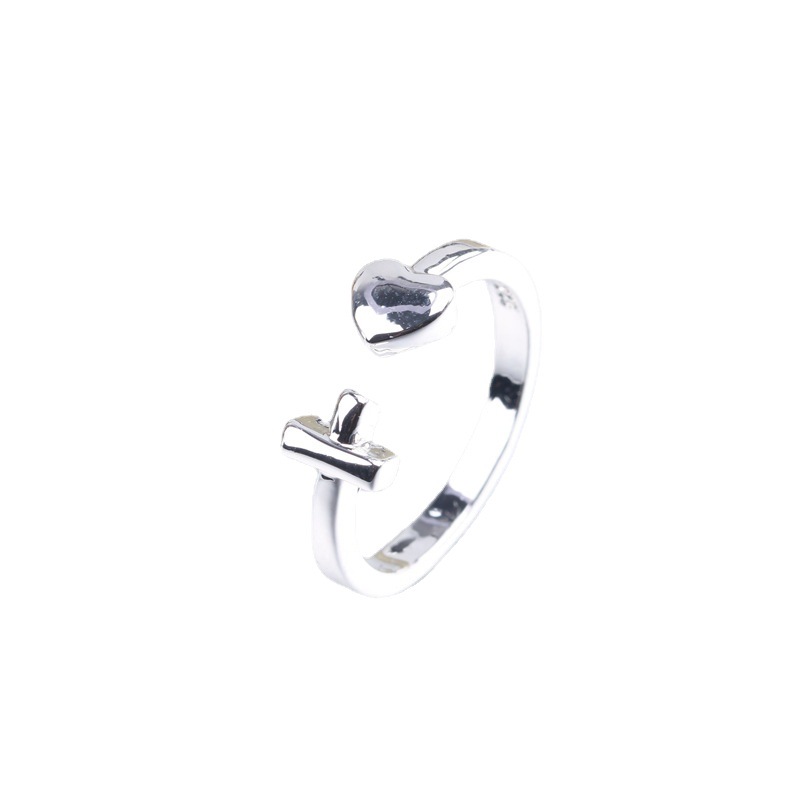 Graceful Sterling Silver Ring Cross Heart for Women