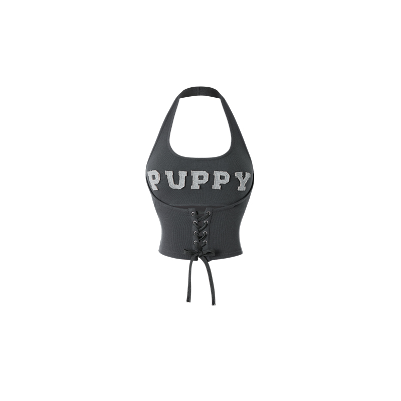 Title 4, Sports Halter Neck Tight Fake Two-Piece Strap S...