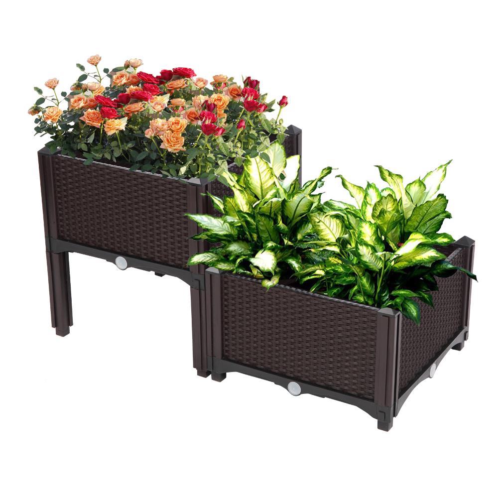 2PCS Brown Free Splicing Injection Molded Planter Box