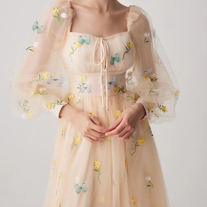 Women's Three-dimensional Butterfly Floral Embroidered Mesh Dress — image 1