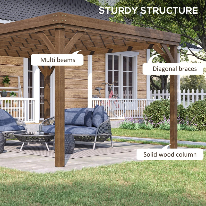10' X 12' Outdoor Wooden Pergola, Grape Vine Gazebo With Concrete Anchors For Garden, Patio, Backyard, Deck, Brown Multiple Packages — foto 7