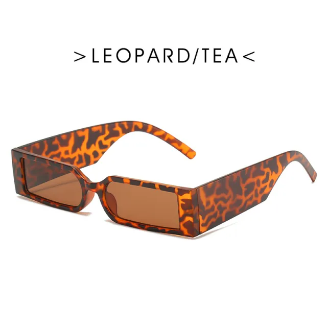 Vintage Small Frame Sunglasses Women's Square Transparent Color Colorful Sunglasses Leopard Tea - Shop at LoveMi