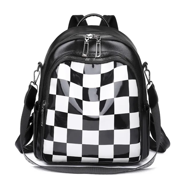 Soft Leather British Check Versatile Travel Backpack Black - Shop at LoveMi