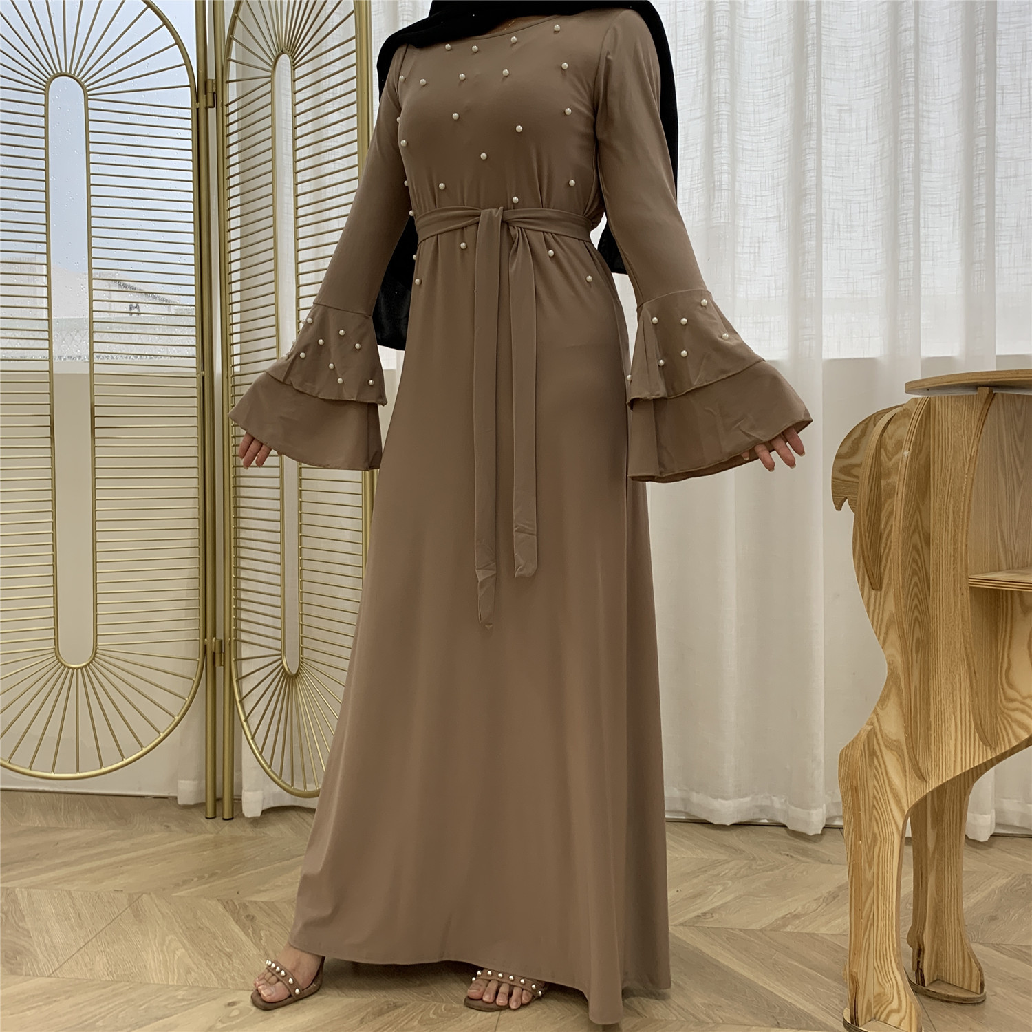 European And American Fashion Multi Layered Flare Sleeve Dress