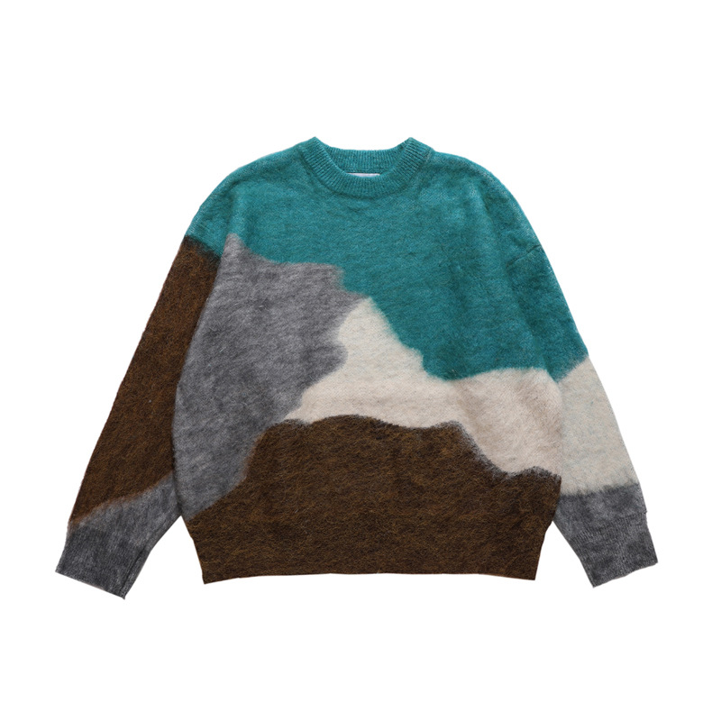 Color Contrast Pin Round Neck Jumper