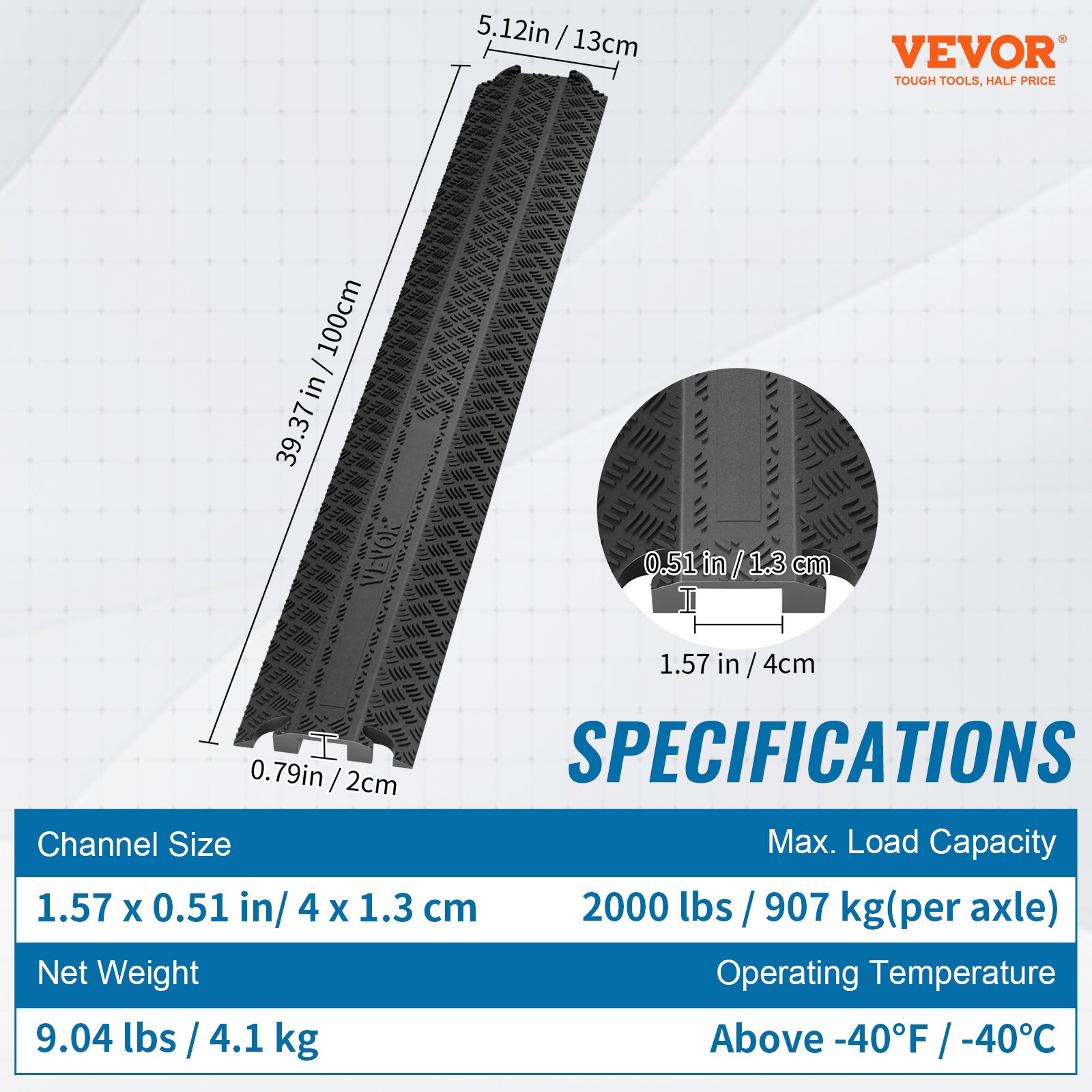 VEVOR 3 PCs 39 In Speed Bumps 2000 Lbs Cable Protector Ramp Drop Over Cord Cover image 3