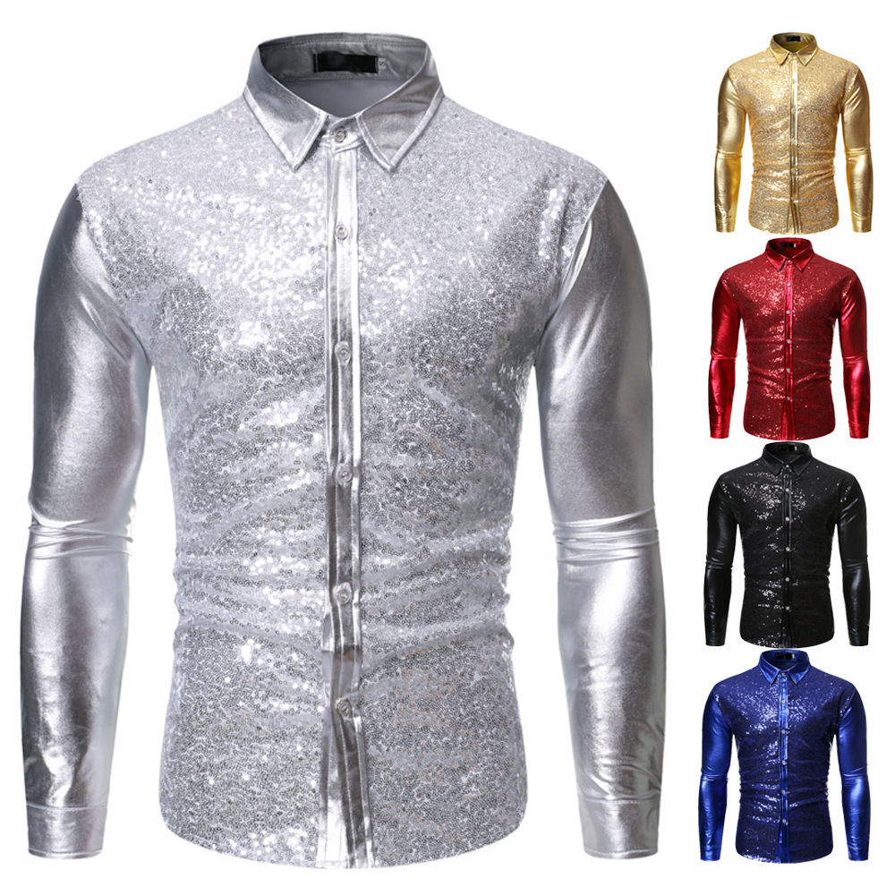 Title 5, Nightclub Multicolor Shirt Cool Sequin Gilded D...