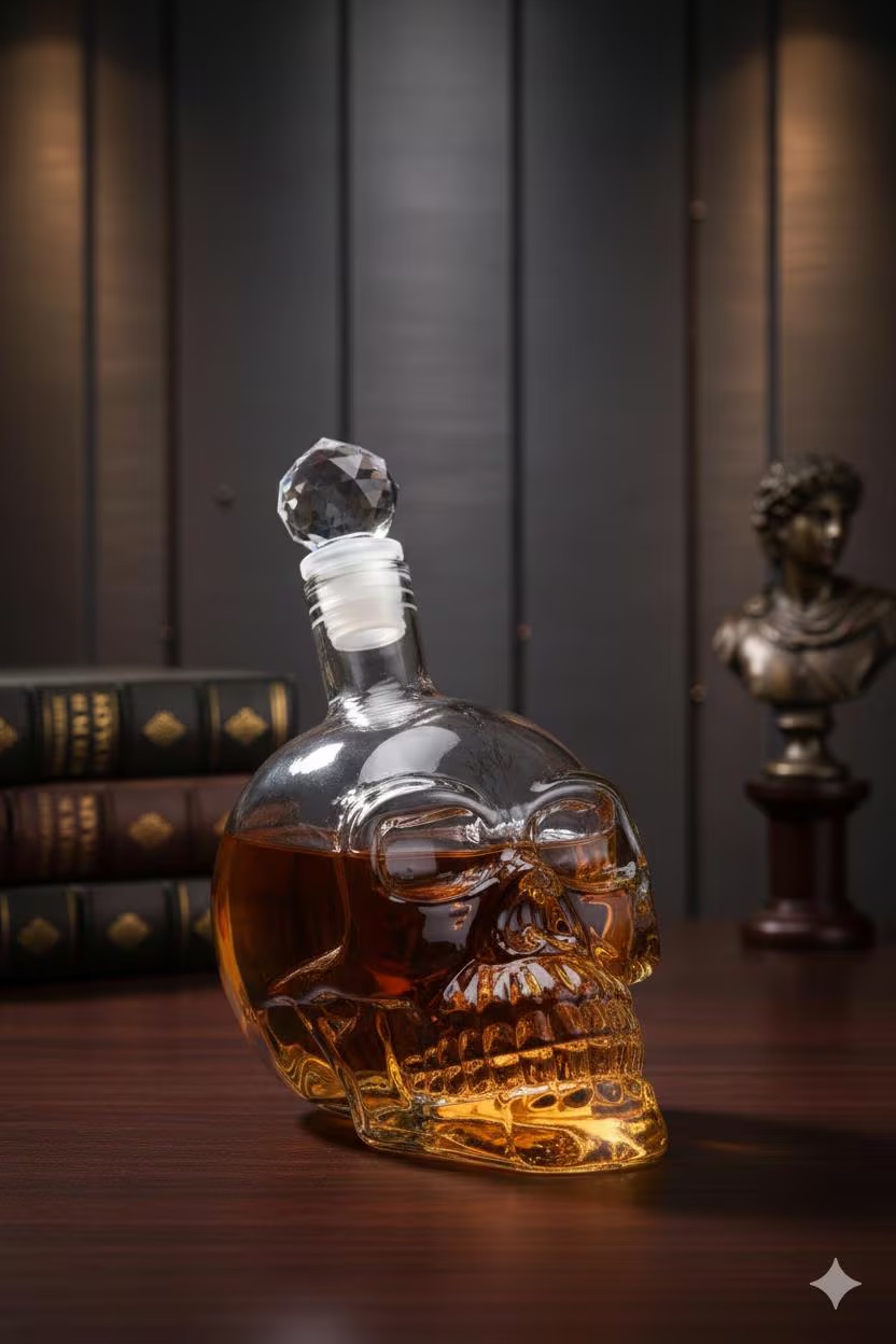 Crystal Skull Glass Bottle 350 Ml Whiskey Liquor Decanter Gift Carafe 3
