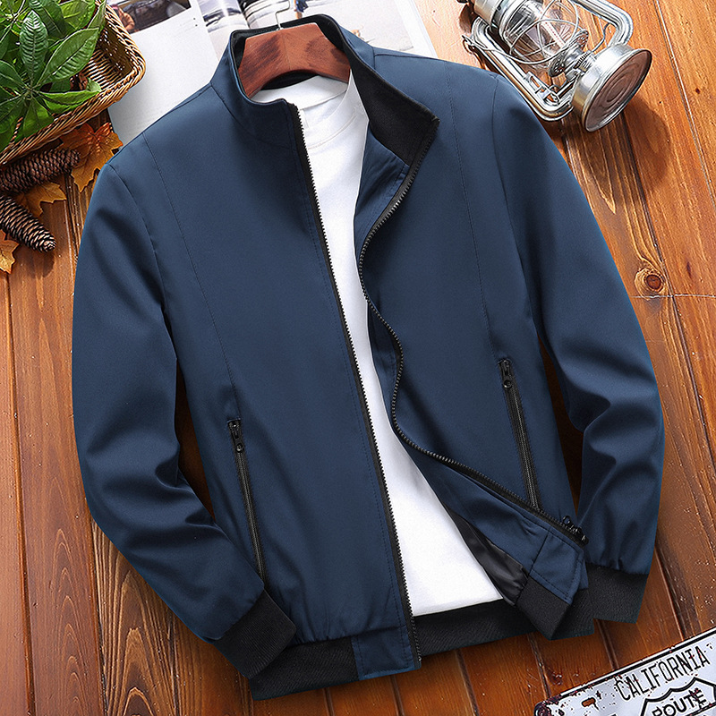 New Men's Jacket Stand Collar Solid Color Plus Size Coat