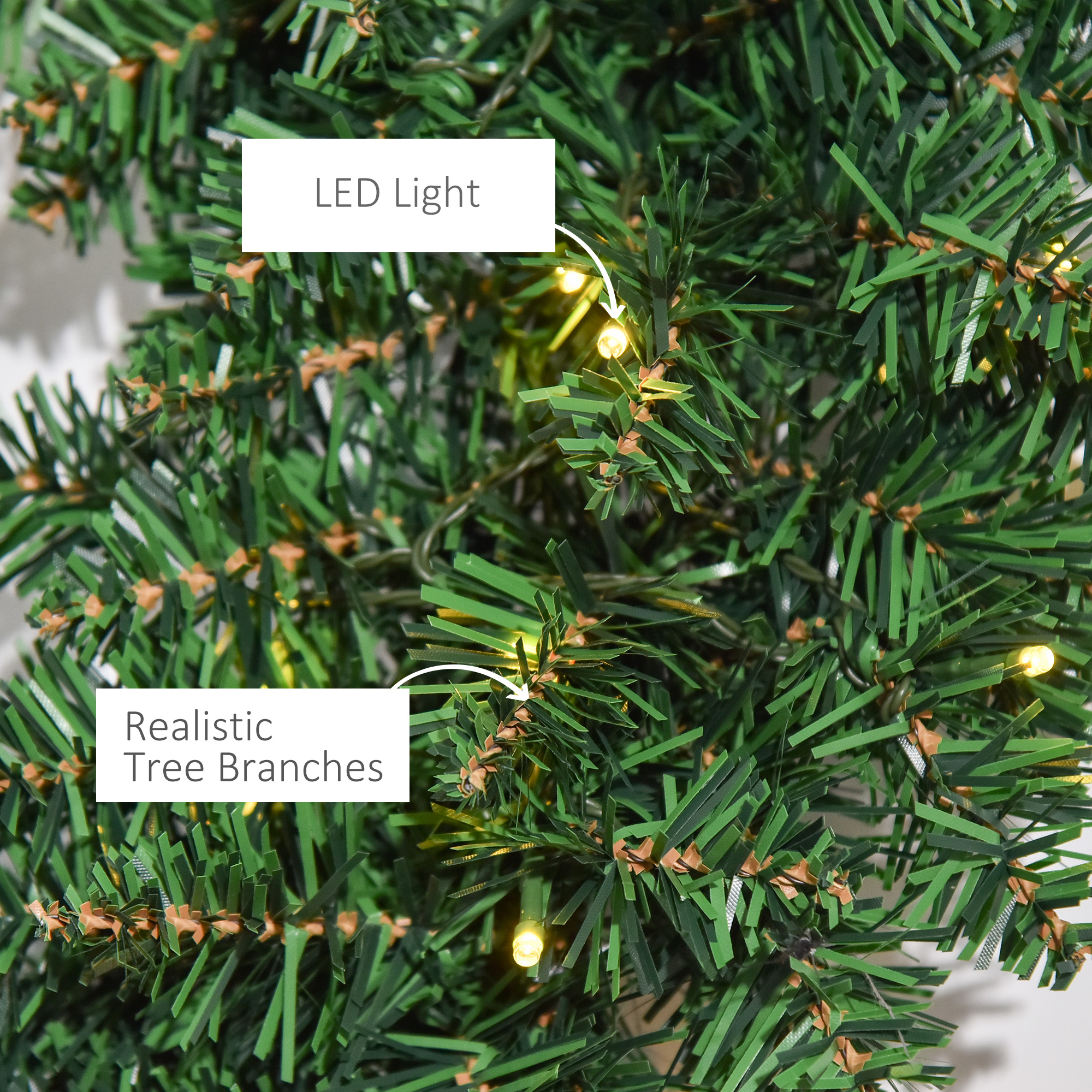 55CM Pre-lit Christmas Wreath With 50 Warm White LED Ideal Xmas Artificial Door — image 9