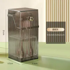Makeup Brush Holder Organiser With Lid, Cosmetic Organiser, Desktop Cosmetic Brush Storage Rack, Dustproof Cosmetic Organiser Storage Box 3 Colours ... - View 1