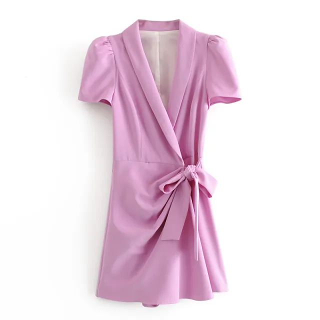 Ladies Casual Suit Style Solid Color Jumpsuit Purple - Shop at LoveMi