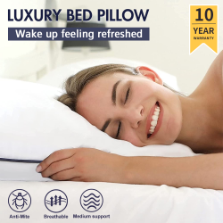 Twin Pack Hotel Quality Bed Pillow High Support Neck Pillows Medium Firm Queen King--Queen