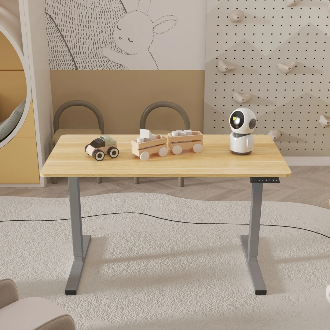 Electric Standing Desk Adjustable Height Desk Home Office Computer Workstation Sit Stand Up Desk,grey Frame - Maple Top_voghion.com