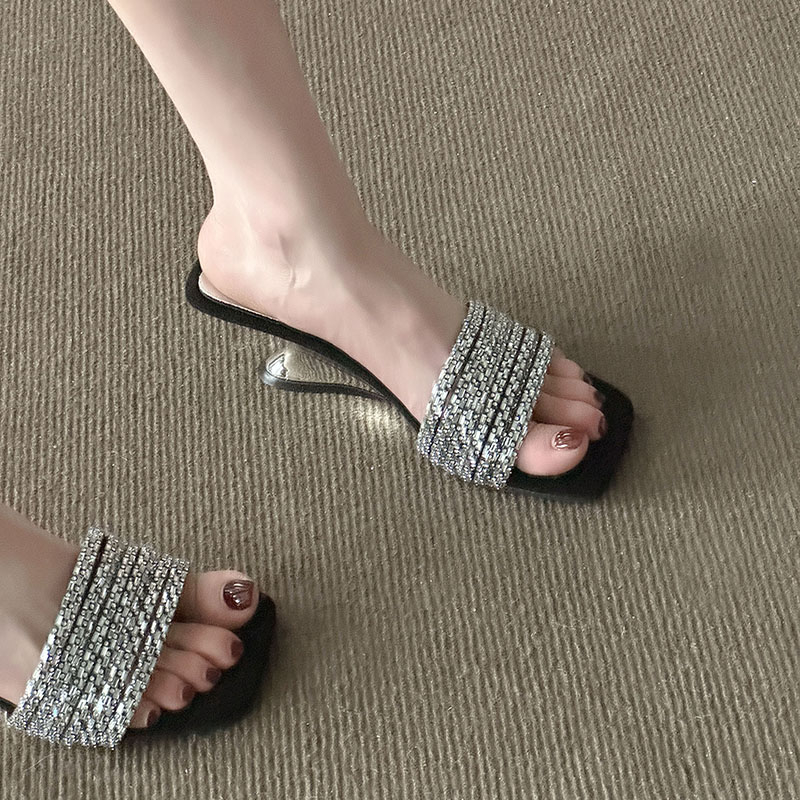Rhinestone One Strap Slide Sandals, picture 3 of 5