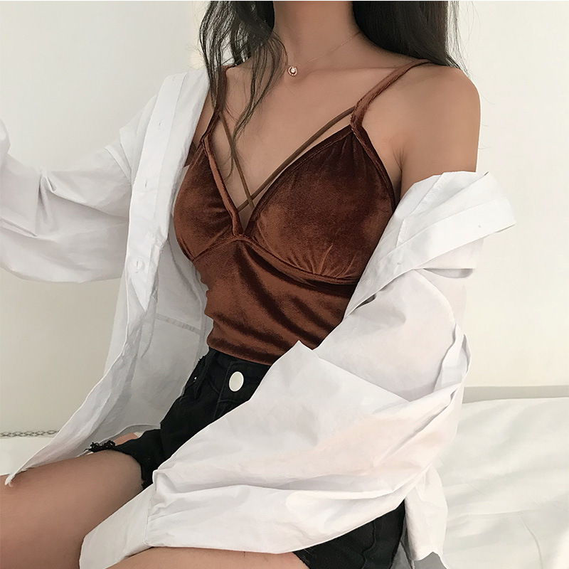 Women's Camisole Backless Gold Velvet Vest Bottoming Shirt